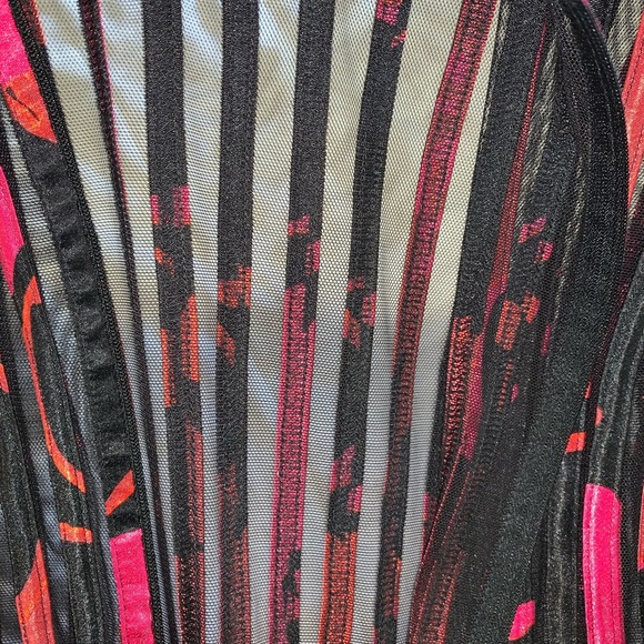 JS Collections multicolored sheer jacket flared sleeve zip elegant evening sz10P - Picture 5 of 9